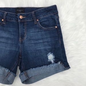 Ripped Jean Shorts | Dark Wash